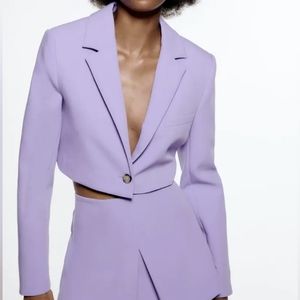 Zara Lilac Cropped Blazer
